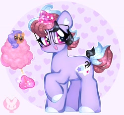 Size: 2683x2500 | Tagged: safe, artist:bunxl, imported from derpibooru, oc, oc only, pony, unicorn, cotton candy, glasses, levitation, magic, smiling, solo, telekinesis