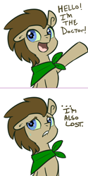 Size: 600x1202 | Tagged: safe, artist:toadstool-prancer, imported from derpibooru, doctor whooves, time turner, oc, oc:tantamount, pony, disguise, disguised changeling, solo, tantamount time turner, tantamount-time-turner