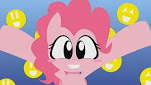 Size: 151x85 | Tagged: safe, artist:acesential, artist:penguinpotential, imported from ponybooru, pinkie pie, earth pony, pony, ^ ^, emoji, female, hot heads (cute pinkie pie animation), looking at you, open mouth, simple background, solo, spread arms