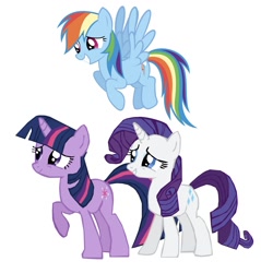 Size: 1279x1340 | Tagged: safe, artist:benpictures1, artist:xpesifeindx, imported from derpibooru, rainbow dash, rarity, twilight sparkle, dragon quest, cute, dashabetes, implied garble, inkscape, raribetes, simple background, twiabetes, vector, white background