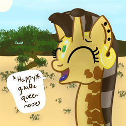 Size: 1200x1200 | Tagged: safe, artist:dafiltafish, imported from derpibooru, oc, oc only, oc:queen imani, giraffe, female, smiling, solo