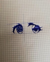 Size: 1080x1350 | Tagged: safe, artist:tessa_key_, imported from derpibooru, oc, oc only, eye, eyelashes, eyes, graph paper, solo, traditional art