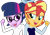 Size: 840x584 | Tagged: safe, artist:jadeharmony, artist:jadethepegasus, imported from derpibooru, sci-twi, sunset shimmer, twilight sparkle, fanfic:sunset shimmer discovers her feet, equestria girls, base used, fanfic art, female, lesbian, scitwishimmer, shipping, sunsetsparkle