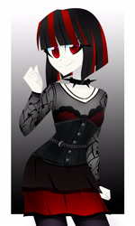 Size: 1956x3264 | Tagged: safe, artist:xan-gelx, imported from derpibooru, oc, oc only, oc:raven moon, human, vampire, equestria girls, black and red, black dress, choker, clothes, corset, cute, dress, female, goth, red eyes, solo, solo female