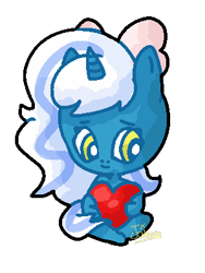 Size: 300x400 | Tagged: safe, artist:kabochanadopts, imported from derpibooru, oc, oc:fleurbelle, alicorn, alicorn oc, bow, chibi, female, hair bow, heart, holding, horn, mare, simple background, transparent background, wings, yellow eyes