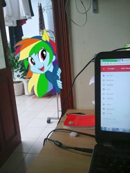 Size: 720x960 | Tagged: safe, edit, imported from derpibooru, rainbow dash, equestria girls, computer, equestria girls in real life, female, google+, irl, laptop computer, looking at you, photo, vietnam, wondercolts