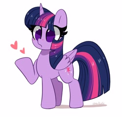 Size: 4079x3916 | Tagged: safe, artist:kittyrosie, imported from derpibooru, imported from ponybooru, twilight sparkle, alicorn, pony, :o, blowing a kiss, blushing, cute, female, heart, mare, no pupils, open mouth, simple background, solo, sweet dreams fuel, twiabetes, twilight sparkle (alicorn), white background