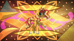 Size: 3840x2160 | Tagged: safe, artist:inaactive, artist:laszlvfx, artist:pumpkinpieforlife, edit, imported from derpibooru, sunset shimmer, pony, raised hoof, solo, wallpaper, wallpaper edit