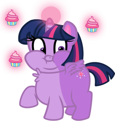 Size: 1024x1081 | Tagged: safe, artist:tiny-toons-fan, imported from derpibooru, twilight sparkle, alicorn, pony, my little pony: pony life, chubby cheeks, cupcake, double chin, fat, female, food, g4.5, magic, mare, pony life, simple background, solo, telekinesis, transparent background, twilard sparkle, twilight sparkle (alicorn)