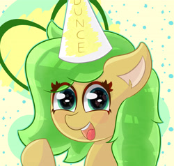 Size: 4200x4000 | Tagged: safe, artist:pinka78, imported from derpibooru, oc, oc only, oc:muddy, pony, dunce hat, hat