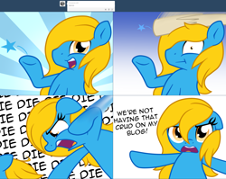 Size: 2562x2038 | Tagged: safe, artist:furrgroup, imported from derpibooru, oc, oc:internet explorer, pony, ask internet explorer, angry, browser ponies, internet explorer, looking at you, punch, rule 63, self ponidox, stars