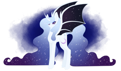 Size: 1280x757 | Tagged: safe, artist:magicuniclaws, imported from derpibooru, princess luna, pony, alternate design, bat wings, simple background, solo, transparent background, wings