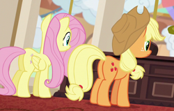 Size: 740x472 | Tagged: safe, imported from derpibooru, screencap, applejack, fluttershy, viva las pegasus, applebutt, butt, cropped, flutterbutt, plot