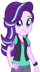 Size: 1024x1812 | Tagged: safe, artist:emeraldblast63, imported from derpibooru, starlight glimmer, equestria girls, accurate, clothes, cute, glimmerbetes, looking at you, redesign, simple background, smiling, solo, transparent background