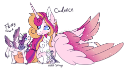Size: 7709x4160 | Tagged: safe, artist:articfoxdraws, imported from derpibooru, princess cadance, princess flurry heart, oc, oc:heart strings, alicorn, pegasus, pony, adopted offspring, baby, baby pony, chest fluff, coat markings, crossed hooves, ear fluff, female, filly, filly flurry heart, looking at each other, lying down, mother and child, offspring, pale belly, parent:princess cadance, parent:shining armor, parents:shiningcadance, prone, raised hoof, simple background, socks (coat markings), tail feathers, transparent background, two toned wings, unshorn fetlocks, wings