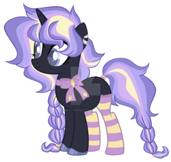 Size: 1280x1206 | Tagged: safe, artist:magicdarkart, imported from derpibooru, oc, oc only, pony, unicorn, adoptable, base used, clothes, deviantart watermark, female, mare, obtrusive watermark, simple background, socks, solo, striped socks, transparent background, watermark