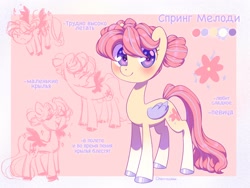 Size: 2048x1536 | Tagged: safe, artist:cherrnichka, artist:cherrnichka2, imported from derpibooru, oc, oc only, pegasus, pony, cute, cyrillic, hair bun, reference sheet, russian, solo