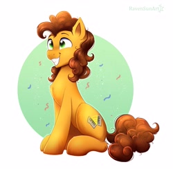 Size: 3831x3759 | Tagged: safe, artist:confetticakez, imported from derpibooru, cheese sandwich, earth pony, pony, grin, happy, smiling, solo