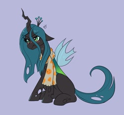 Size: 2034x1889 | Tagged: safe, artist:confetticakez, imported from derpibooru, queen chrysalis, changeling, changeling queen, pony, blushing, clothes, cross-popping veins, cute, cutealis, female, frown, scarf, simple background, sitting, solo, spread wings, wavy mouth, wings