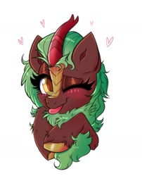 Size: 1151x1426 | Tagged: safe, artist:confetticakez, imported from derpibooru, cinder glow, summer flare, kirin, pony, unicorn, cute, daaaaaaaaaaaw, kirinbetes, raspberry, smiling, solo, sparkles, tongue out