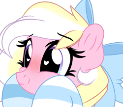 Size: 2185x1904 | Tagged: safe, artist:emberslament, imported from derpibooru, oc, oc only, oc:bay breeze, pegasus, pony, blushing, bow, clothes, cute, female, hair bow, heart eyes, mare, ocbetes, simple background, socks, solo, striped socks, transparent background, wingding eyes