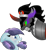 Size: 1842x2022 | Tagged: safe, artist:lovelye, imported from derpibooru, king sombra, sapphire joy, crystal pony, unicorn, angry, ears back, floppy ears, intimidating, looking at each other, scared