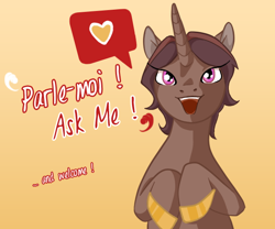 Size: 600x500 | Tagged: safe, artist:satine, artist:satine-pony, imported from derpibooru, oc, oc:satine, unicorn, exclamation point, french, heart, horn, open mouth, pictogram, unicorn oc