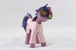 Size: 1280x854 | Tagged: safe, artist:azgchip, imported from derpibooru, twilight sparkle, pony, unicorn, clothes, craft, goggles, lab coat, photo, scientist, sculpture, smiling, solo, unicorn twilight, wax