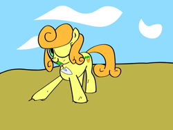 Size: 1280x960 | Tagged: safe, artist:greenhoof, imported from derpibooru, carrot top, golden harvest, earth pony, pony, female, mare, mouth hold, one eye closed, solo, trowel, vector, wink