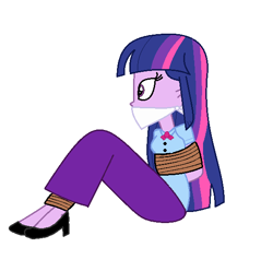 Size: 570x565 | Tagged: safe, artist:brightstar40k, imported from derpibooru, twilight sparkle, alicorn, human, equestria girls, arm behind back, bondage, bound and gagged, cloth gag, clothes, gag, high heels, humanized, long skirt, rope, rope bondage, shoes, skirt, solo, tied up, twilight sparkle (alicorn)