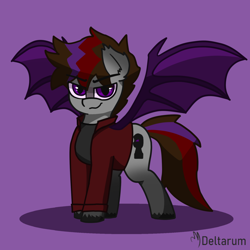 Size: 1700x1700 | Tagged: safe, artist:deltarum, imported from derpibooru, oc, oc only, oc:delta rain, bat pony, pony, bat pony oc, bat wings, clothes, male, solo, stallion, wings