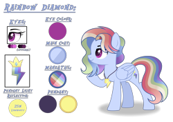 Size: 4544x3224 | Tagged: safe, artist:purplepotato04, imported from derpibooru, oc, oc only, oc:rainbow diamond, pegasus, pony, female, mare, offspring, parent:fancypants, parent:rainbow dash, parents:fancydash, reference sheet, simple background, solo, transparent background
