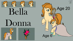 Size: 1280x720 | Tagged: safe, artist:schumette14, imported from derpibooru, oc, oc:bella donna, earth pony, beauty, next generation, offspring, parent:cheese sandwich, parent:lily lace, parents:cheeesely, parents:cheeselace, parents:lilysandwich, redesign, reference, story included, young mother