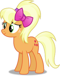 Size: 2720x3441 | Tagged: safe, artist:anime-equestria, imported from derpibooru, applejack, earth pony, pony, alternate hairstyle, bow, female, freckles, hairband, happy, mare, simple background, smiling, solo, transparent background, vector