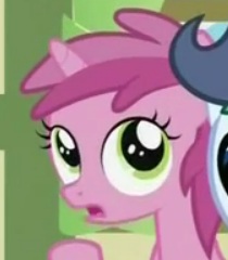 Size: 210x240 | Tagged: safe, imported from derpibooru, screencap, ruby pinch, shady daze, pony, unicorn, ponyville confidential, cropped, female, filly, mare, offscreen character, open mouth, pictures of heads, solo, solo focus