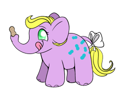 Size: 725x527 | Tagged: safe, anonymous artist, imported from derpibooru, edgar, elephant, bow, drawthread, g1, peanut, peanuts, pony friends, simple background, tail bow, transparent background