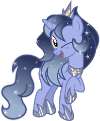 Size: 5658x6853 | Tagged: safe, artist:digimonlover101, artist:shootingstarsentry, imported from derpibooru, oc, oc only, oc:stella moonshine, alicorn, pony, absurd resolution, female, mare, one eye closed, simple background, solo, transparent background, wink