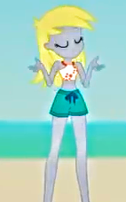 Size: 142x228 | Tagged: safe, imported from derpibooru, screencap, derpy hooves, aww... baby turtles, equestria girls, equestria girls series, beach, bikini, bikini top, close-up, clothes, cropped, eyes closed, legs, shorts, shrug, swimsuit, whatever