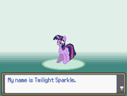 Size: 512x384 | Tagged: source needed, useless source url, safe, imported from ponybooru, twilight sparkle, pony, unicorn, caption, female, gradient background, image macro, my name is twilight sparkle, pokémon, solo, text