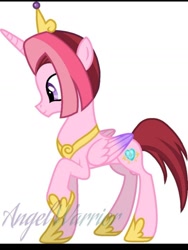 Size: 1080x1439 | Tagged: safe, imported from derpibooru, princess cadance, alicorn, alternate hairstyle, base used, mane swap, red hair, short hair, solo