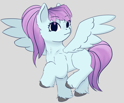 Size: 5256x4376 | Tagged: safe, artist:backgroundpony#f352, imported from derpibooru, oc, oc only, pegasus, fluffy, hooves, looking at you, ponytail, simple background, smiling