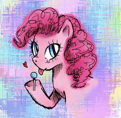Size: 750x731 | Tagged: safe, artist:alsaelu, imported from derpibooru, pinkie pie, earth pony, pony, candy, crappedcar, food, lollipop, solo