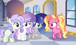 Size: 1100x650 | Tagged: safe, artist:stellamoonshine, artist:stellamoonshineyt, imported from derpibooru, luster dawn, oc, pony, unicorn, female, filly, offspring, parent:princess cadance, parent:shining armor, parents:shiningcadance, parents:styuna, younger