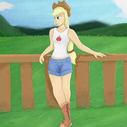 Size: 2000x2000 | Tagged: safe, artist:elbrony22, artist:fdv.alekso, imported from derpibooru, applejack, human, humanized, solo