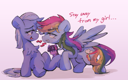 Size: 4727x2976 | Tagged: safe, artist:lexiedraw, imported from derpibooru, rainbow dash, trixie, twilight sparkle, alicorn, pegasus, pony, unicorn, eyes closed, female, gritted teeth, jealous, lesbian, shipping, sweat, sweatdrops, trixdash, twidash, twixie, unicorn twilight