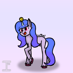 Size: 1080x1080 | Tagged: safe, artist:itzf1ker1, imported from derpibooru, izzy moonbow, pony, unicorn, spoiler:g5, ball, bracelet, female, g5, horn, horn guard, horn impalement, hornball, izzy's tennis ball, jewelry, mare, open mouth, raised hoof, signature, simple background, solo, tennis ball, unshorn fetlocks, white background