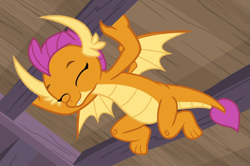 Size: 1041x692 | Tagged: safe, imported from derpibooru, screencap, smolder, dragon, molt down, cropped, cute, dragoness, eyes closed, female, smiling, smolderbetes, solo
