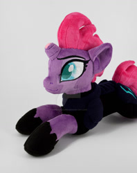Size: 1024x1292 | Tagged: safe, artist:gingerale2016, imported from derpibooru, tempest shadow, pony, unicorn, deviantart watermark, irl, lying down, obtrusive watermark, photo, plushie, prone, solo, watermark