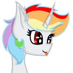 Size: 768x768 | Tagged: safe, artist:asiandra dash, artist:rainbow dash is best pony, imported from derpibooru, oc, oc only, oc:rainbowrio, alicorn, pony, alicorn oc, bleep, horn, simple background, solo, tongue out, transparent background, wings