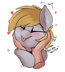 Size: 2226x2457 | Tagged: safe, alternate version, artist:beardie, imported from derpibooru, part of a set, oc, oc only, oc:cutting chipset, human, pegasus, pony, alternate character, beardies scritching ponies, blushing, commission, disembodied hand, eyes closed, hand, happy, heart, human on pony petting, male, not derpy, petting, smiling, solo, tongue out, ych result